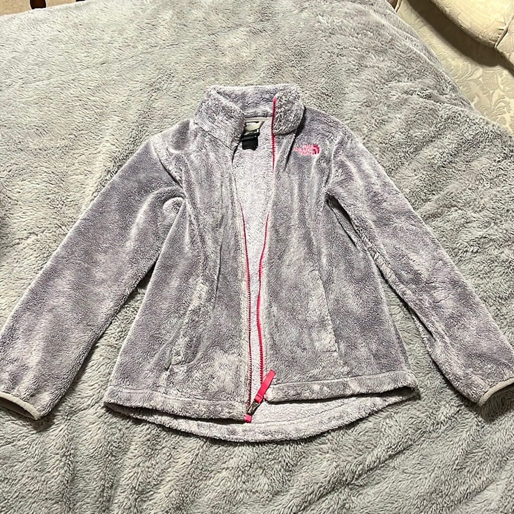 Kids Northface Jacket Size Medium Gray and Pink